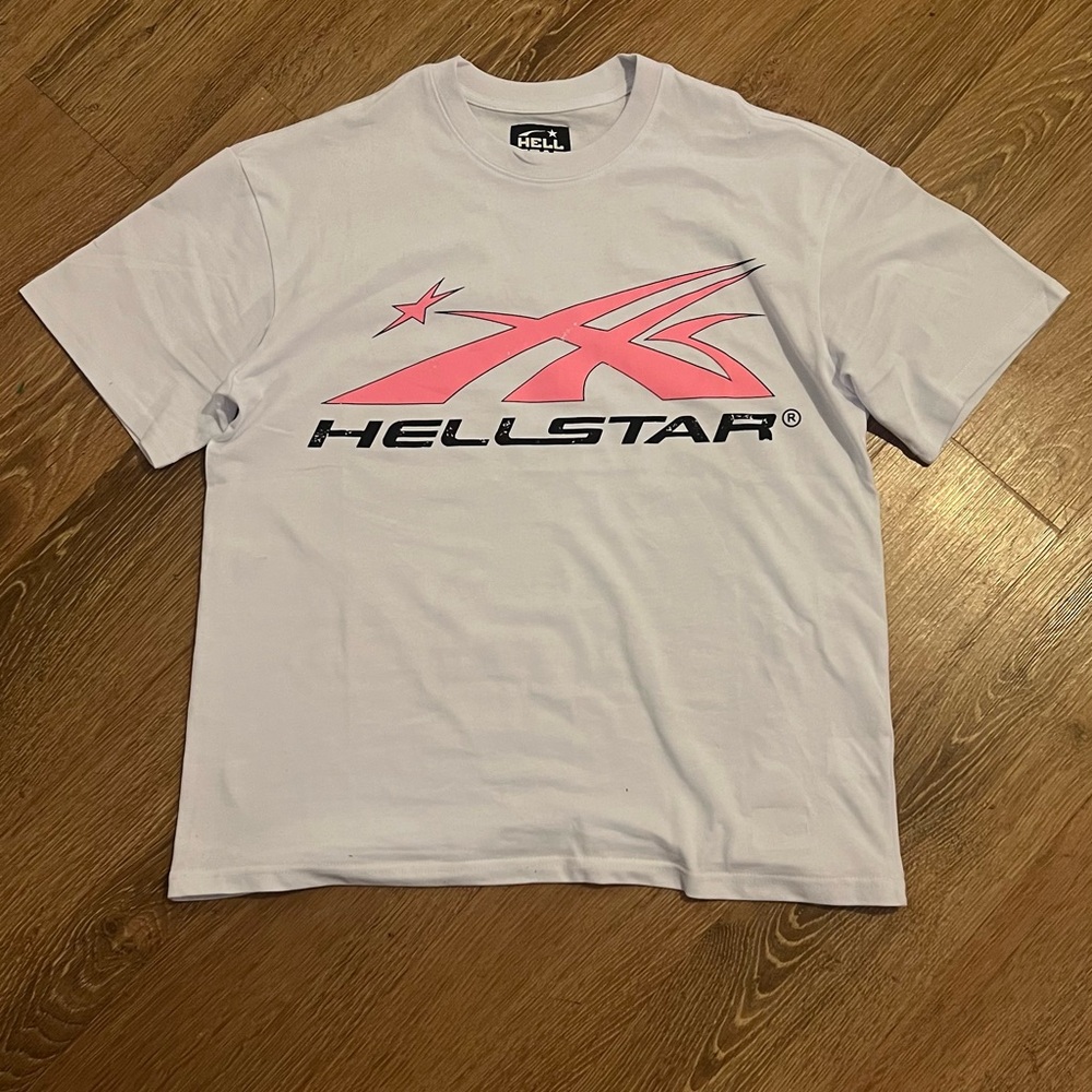 Pink and White Short Sleeve Tee with Logo